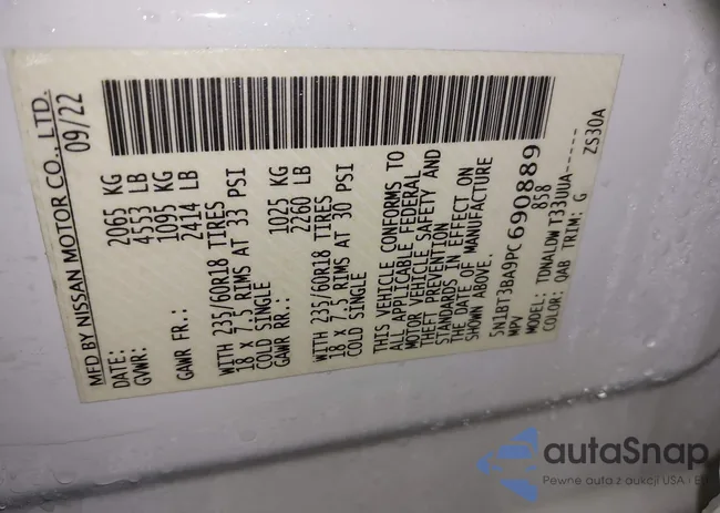 5N1BT3BA9PC690889: 44407920