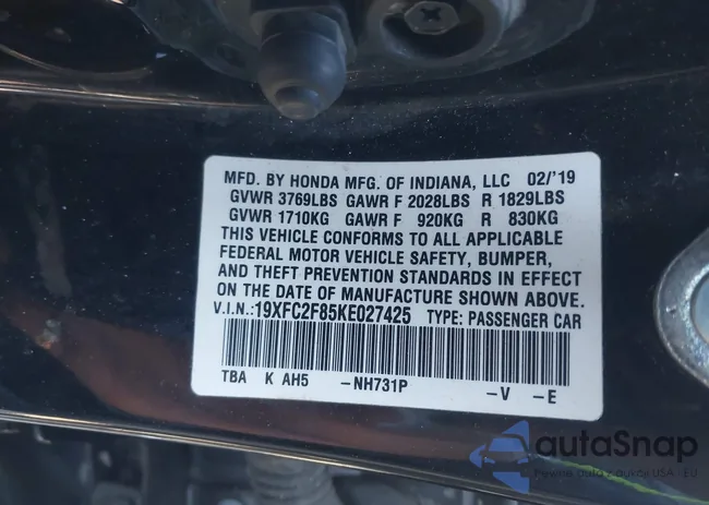 19XFC2F85KE027425: 44407927