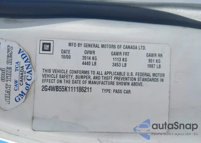 2G4WB55K111186211: 44407986