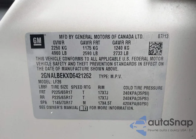 2GNALBEKXD6421262: 44408062