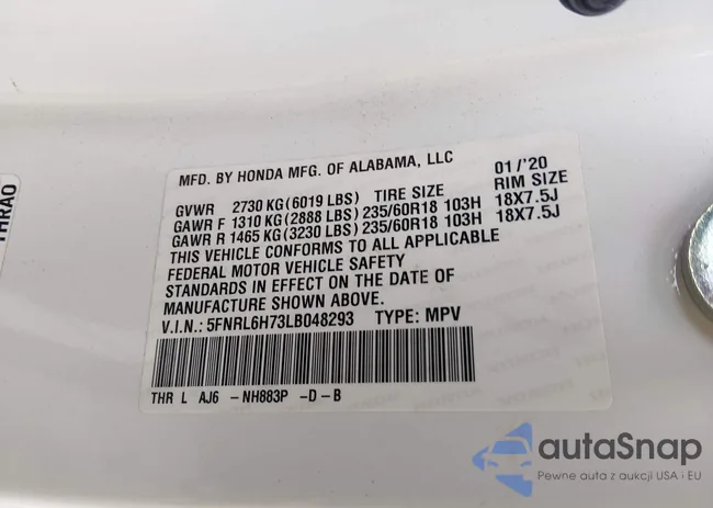 5FNRL6H73LB048293: 44408423