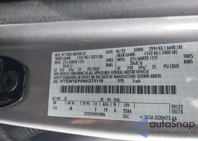 1FTEW1EP5NKD75118: 44407601