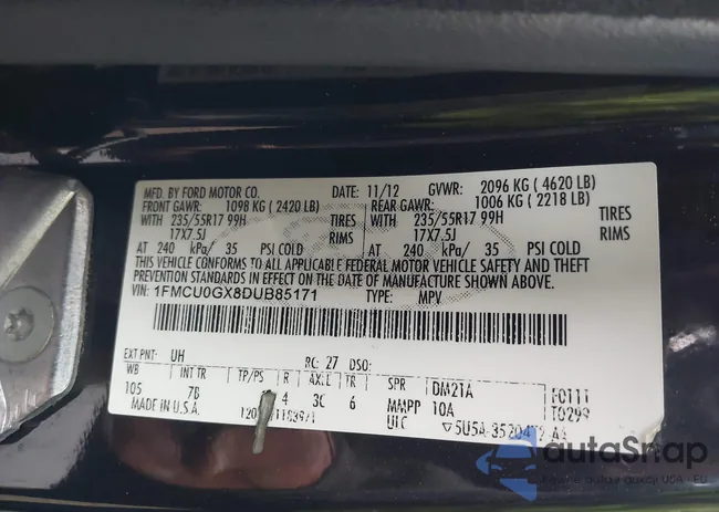 1FMCU0GX8DUB85171: 44407723