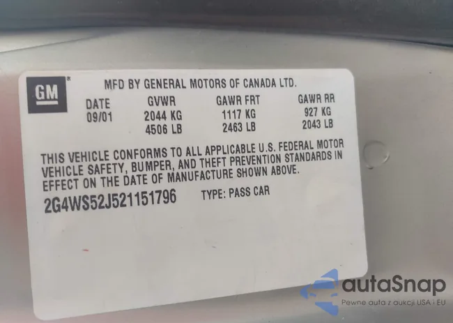 2G4WS52J521151796: 44408980