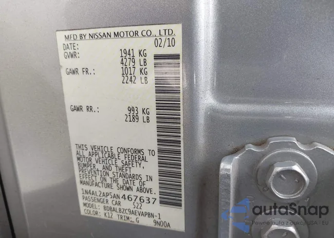 1N4AL2AP5AN467637: 44409010