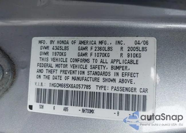 1HGCM665X6A057785: 44409061