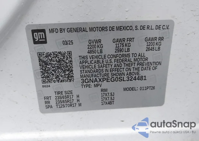 3GNAXPEG0SL324481: 44409080