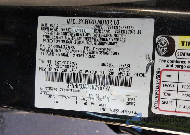 3FAHP0JA1CR296727: 44409192