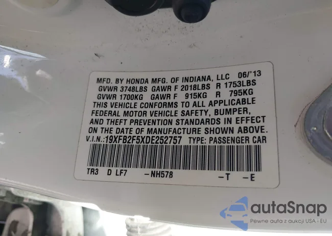 19XFB2F5XDE252757: 44409339