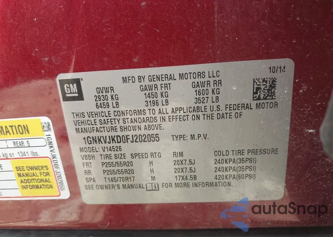 1GNKVJKD0FJ202055: 44408429