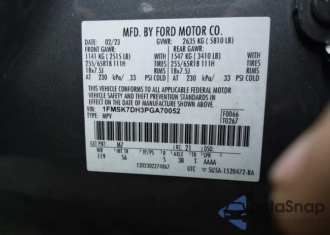 1FMSK7DH3PGA70052: 44408491