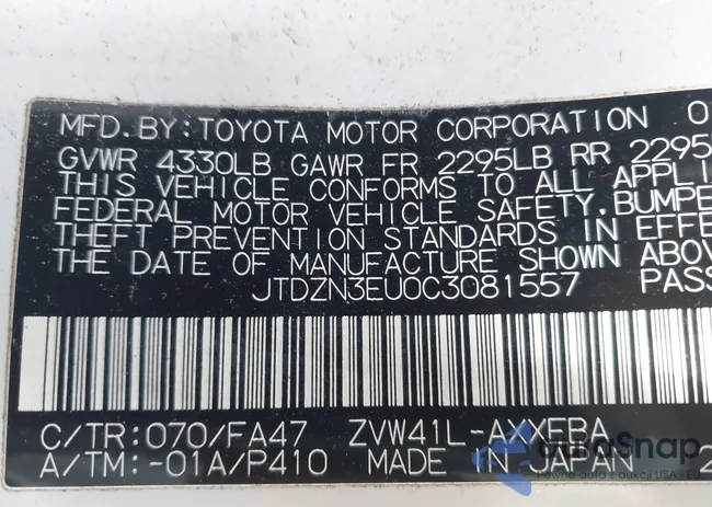 JTDZN3EU0C3081557: 44408557