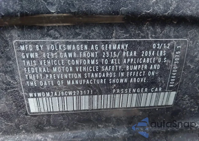 WVWDM7AJ9CW273171: 44408582