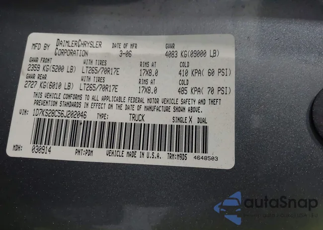 1D7KS28C56J202046: 44409974