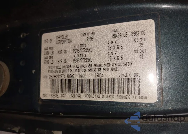 2B7HB21Y7TK148002: 44410004