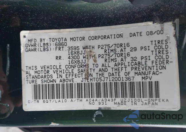 JTEHT05J712001367: 44410130