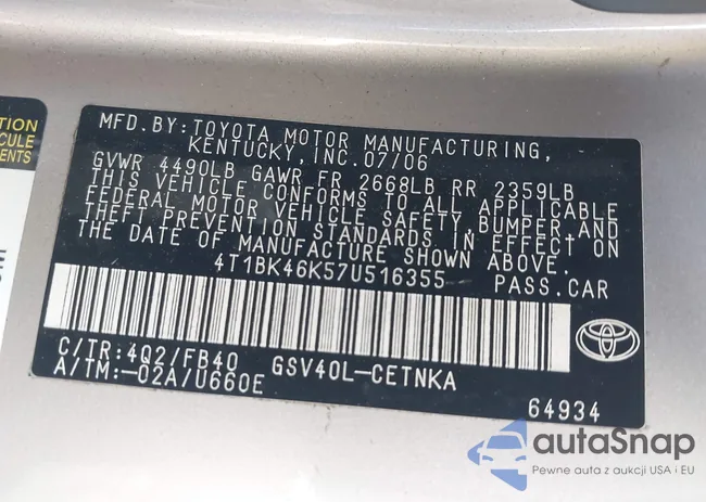 4T1BK46K57U516355: 44410236