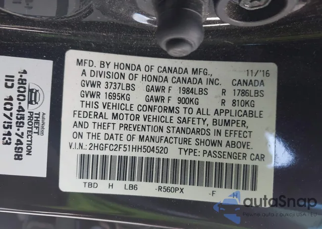 2HGFC2F51HH504520: 44410965