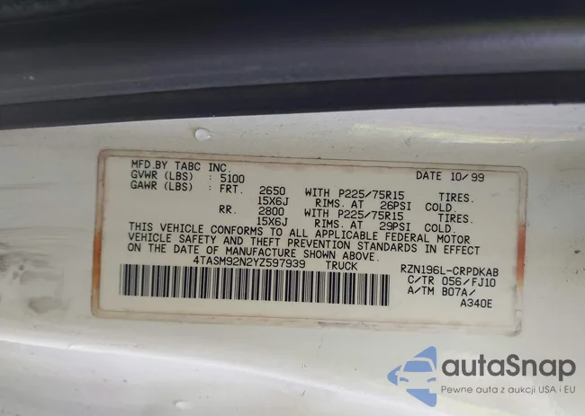 4TASM92N2YZ597939: 44410981