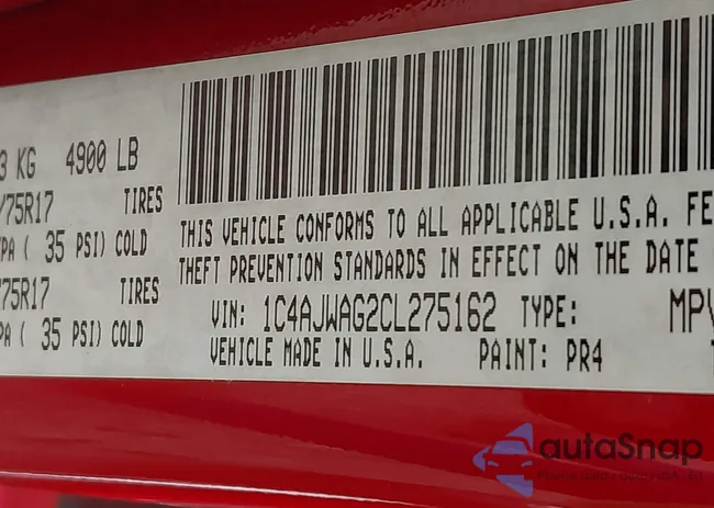 1C4AJWAG2CL275162: 44411190