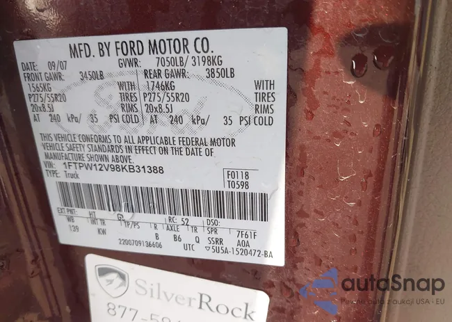 1FTPW12V98KB31388: 44411274