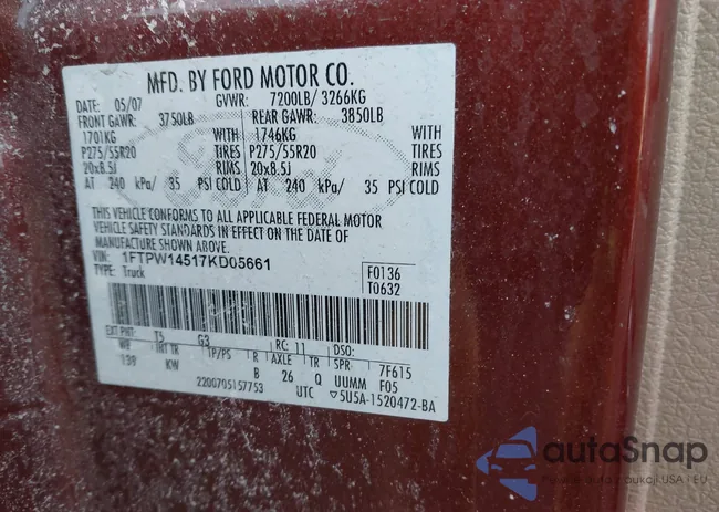 1FTPW14517KD05661: 44411277