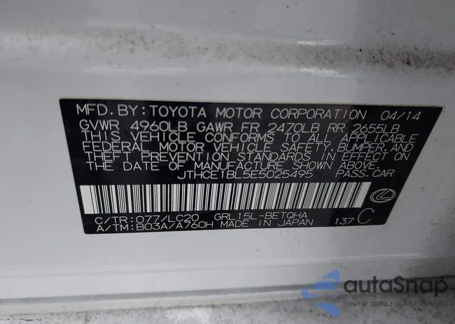 JTHCE1BL5E5025495: 44411290