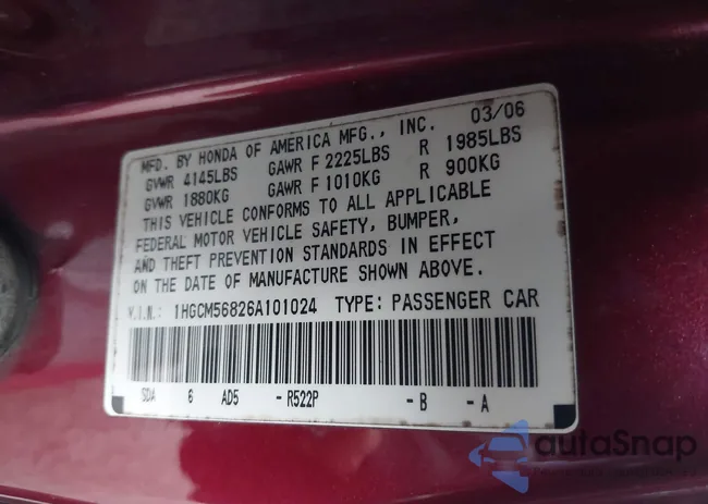 1HGCM56826A101024: 44411322