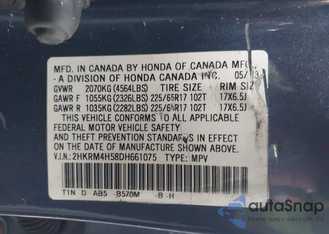 2HKRM4H58DH661075: 44411339