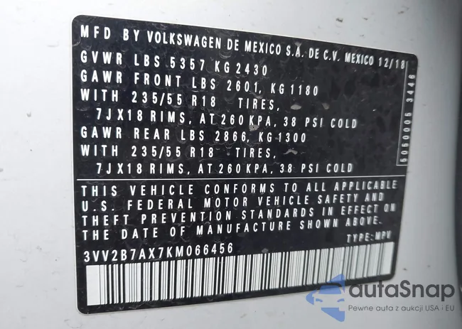 3VV2B7AX7KM066456: 44411402