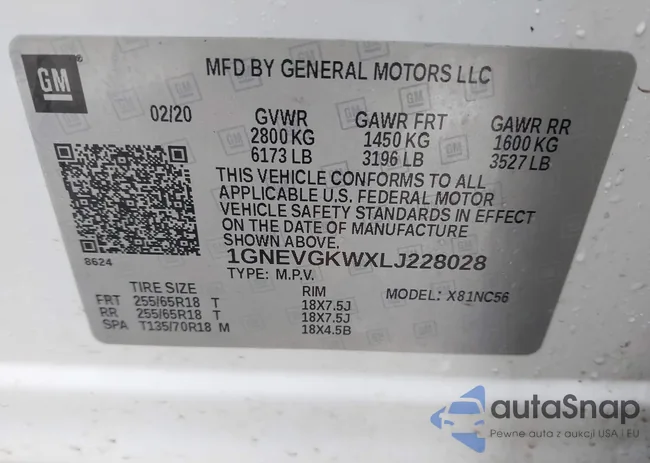 1GNEVGKWXLJ228028: 44410687