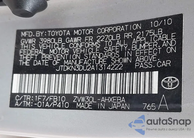 JTDKN3DU2A1314222: 44410737