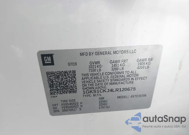 1GKS1CKJ4LR120675: 44411833