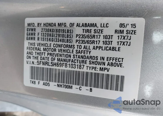 5FNRL5H69FB103187: 44411905