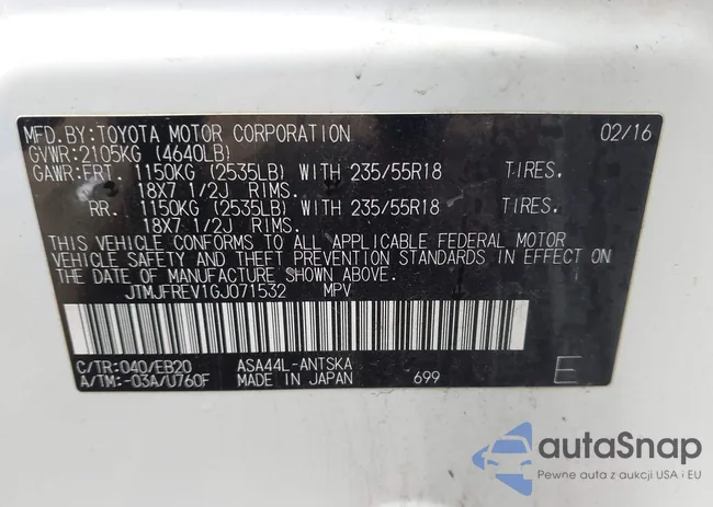 JTMJFREV1GJ071532: 44412019