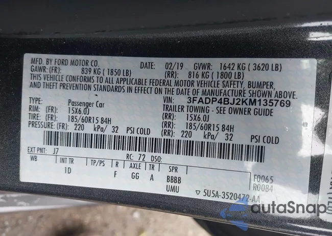 3FADP4BJ2KM135769: 44412130