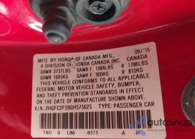 2HGFC2F59GH575625: 44412214