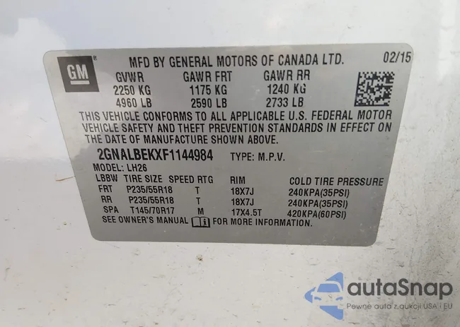 2GNALBEKXF1144984: 44412295