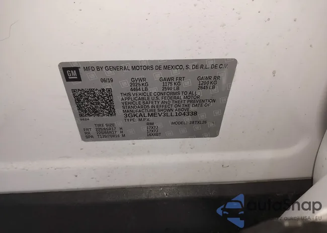 3GKALMEV3LL104338: 44411650