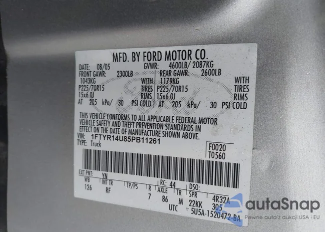 1FTYR14U85PB11261: 44412871