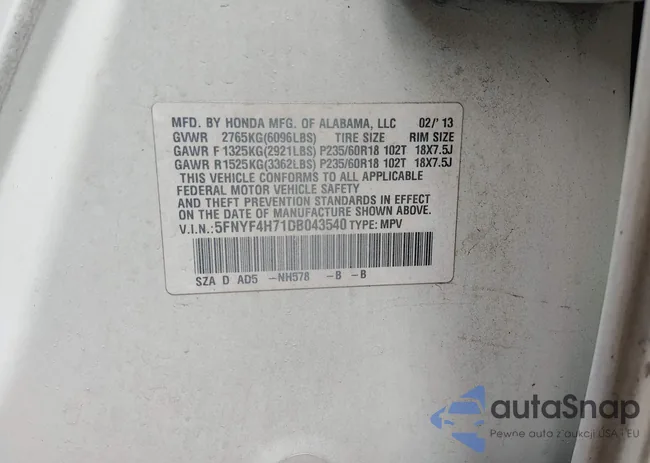 5FNYF4H71DB043540: 44412937