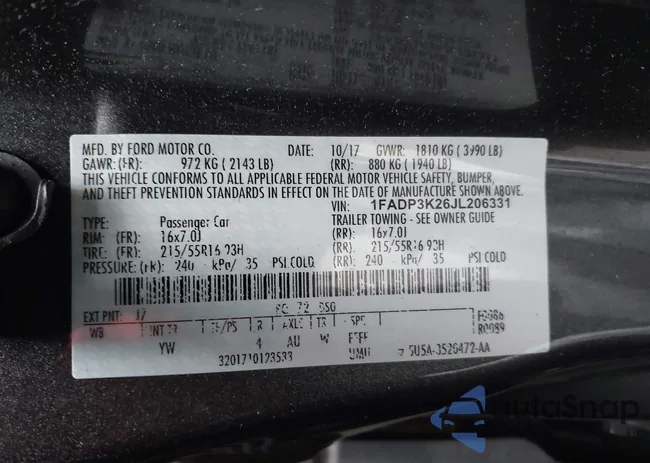 1FADP3K26JL206331: 44413034