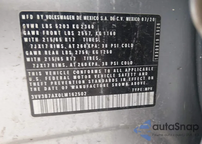 3VV3B7AX0LM162502: 44413241