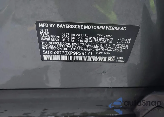 5UX53DP0XP9R39171: 44413394