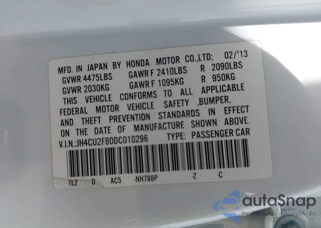 JH4CU2F80DC010296: 44412480