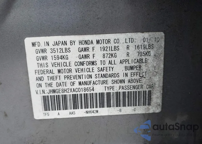 JHMGE8H2XAC018654: 44412518