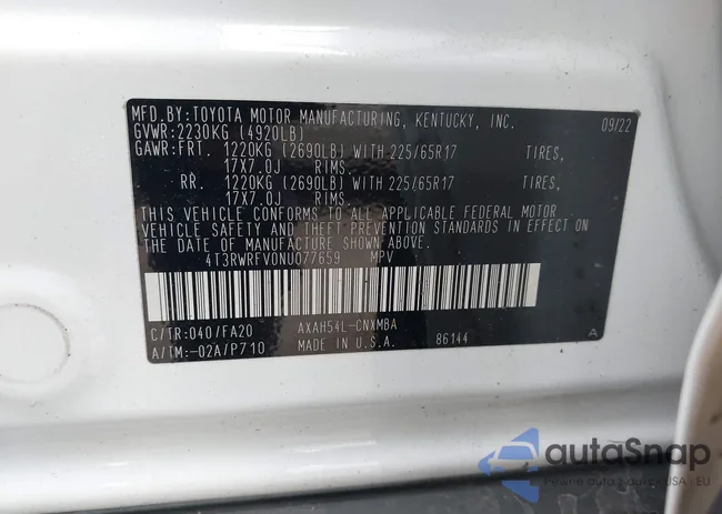 4T3RWRFV0NU077659: 44412682