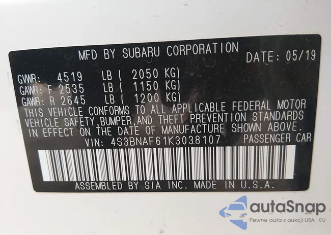 4S3BNAF61K3038107: 44413711