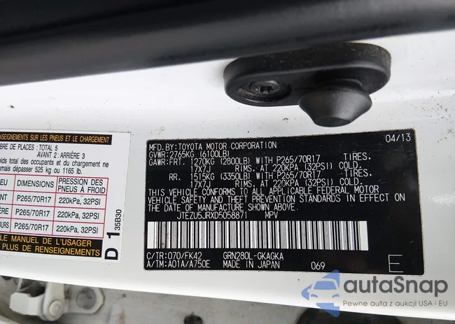 JTEZU5JRXD5058871: 44414942