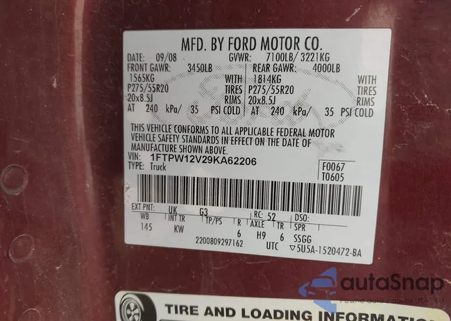 1FTPW12V29KA62206: 44415229